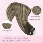 YoungSee Microbead Hair Extensions Human Hair Dark Brown Ombre Blonde Microlink Hair Extensions Human Hair Dark Brown Balayage Micro Loop Hair Extension 24 Inch 50g 50s Cold Fusion for Long Hair