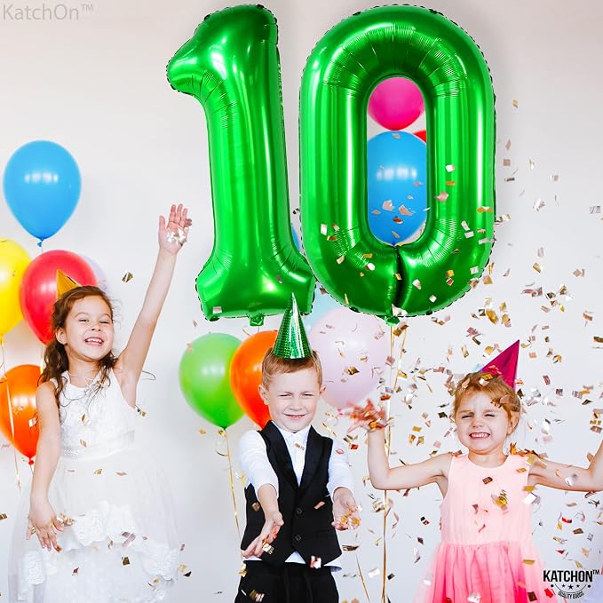 KatchOn Dark Green 10 Balloon Number 40 Inch, 10th Birthday Decorations | Dark - Image 8