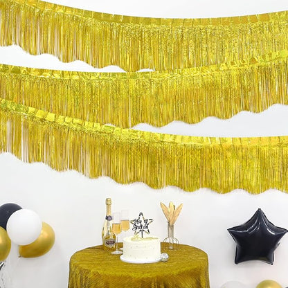 LOLStar Gold Foil Fringe Tinsel Garland, Tinsel Streamers Banner, 6 Pack | 60Ft - Image 7