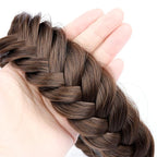 DIGUAN Wide Messy Braided Headband With Teeth Synthetic Hair Plaited Headband High Elasticity Braids Chunky Fishtail Braided Hair Band Hairpiece for Girls Women (Chestnut)