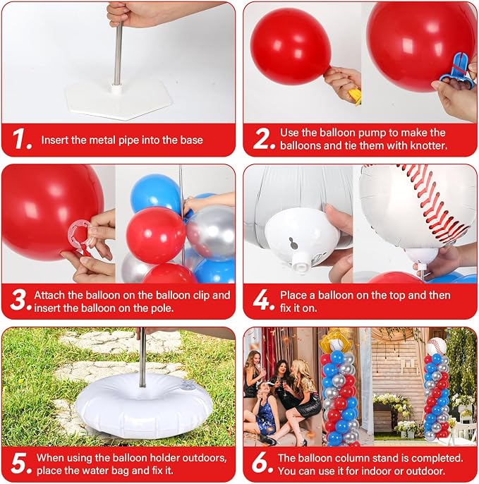 2 Sets Baseball Balloon Column Stand Kit - Image 4