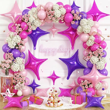 Pink Purple Star Balloons, 26 Inch and 10 Inch Pink Stars Shaped Balloon - Image 4