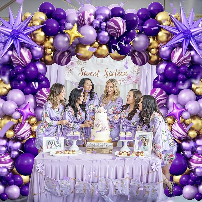 Purple Balloon Arch Kit 110PCS Dark Purple and Gold Balloon Garland - Image 3