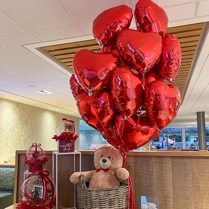 Biapian Foil Heart Balloons Red, Valentines Balloons 18inch Red Foil Balloons - Image 4