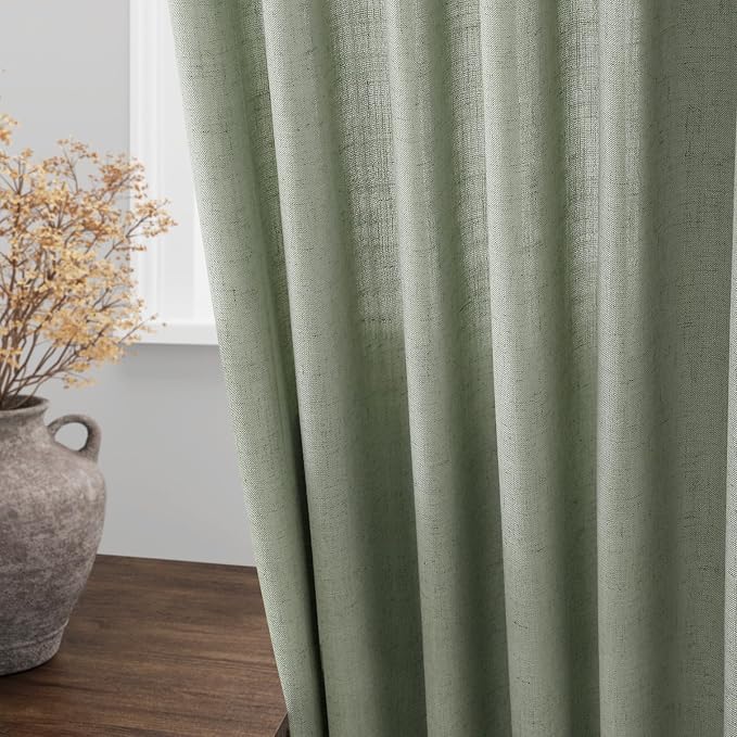 Extra Long Desert Sage Linen Curtains 120 Inch - Image 4
