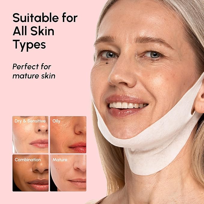 MAREE V Line Lifting Mask with PDRN Salmon DNA – Deep Collagen Face Mask for Women – Jawline Shaper Facial Masks with Retinol – Tightening & Firming Neck Lift Tape – Double Chin Strap for Face Lift