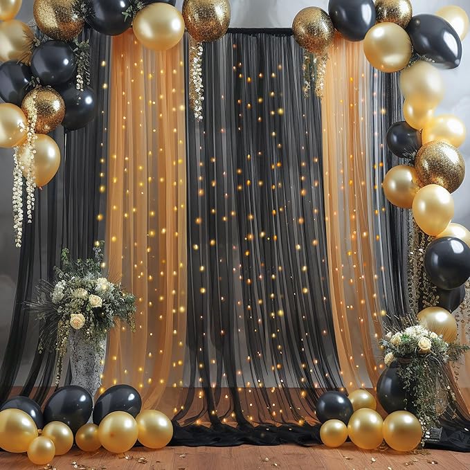 20x10ft Black Tulle Backdrop Curtain - Image 4