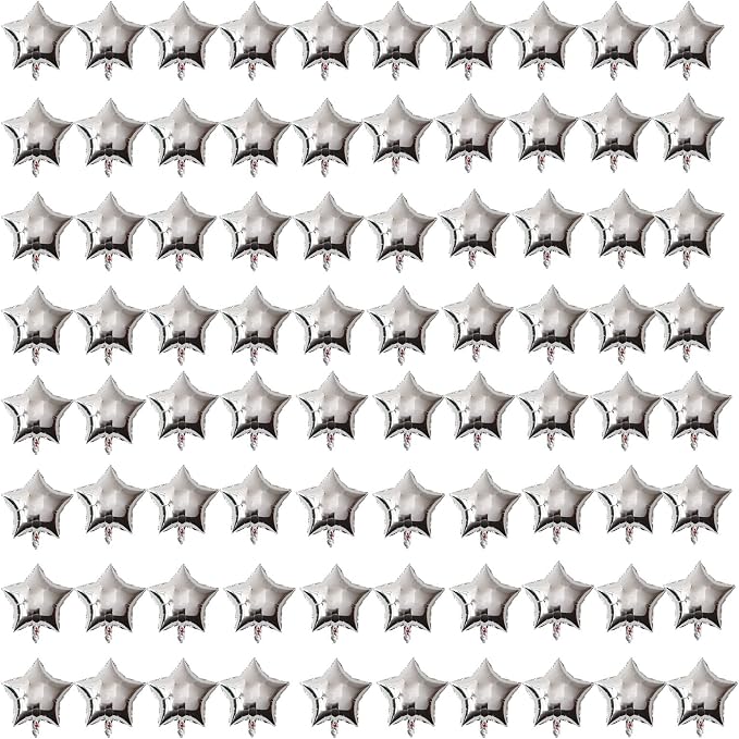 80pcs 5 Inch Silver Star Shape Foil Balloon by SLGZXXY