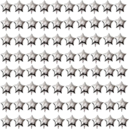 80pcs 5 Inch Silver Star Shape Foil Balloon by SLGZXXY