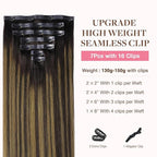 GOO GOO Clip in Hair Extensions Real Human Hair, Remy Human Hair Extensions Clip ins for Women, Natural Human Hair, 16inch 130g 7Pcs, 2/6/2 Balayage Dark Brown to Chestnut Brown