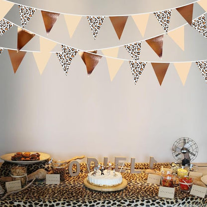 32Ft Leopard Party Decorations Metallic Brown Leopard Triangle Banner Flag - Image 4