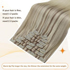 Full Shine Balayage Seamless Clip in Hair Extensions Ash Blonde Balayage Light Blonde Mix Platinum Blonde Hair Extensions for Thin Hair Washability 12 Inch 8 PCS 95 G