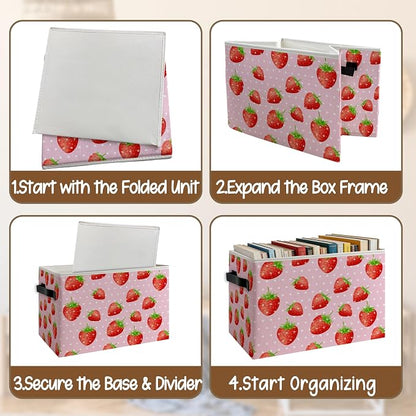 Pink Strawberry Foldable Storage Bins Box - Image 4