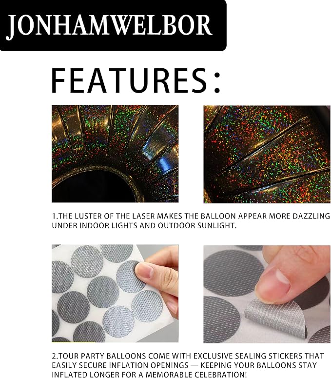 Jonhamwelbor 40 Inch Laser Black Number 1 Balloon Foil Mylar Giant Balloon - Image 4