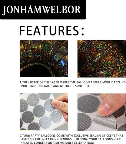 Jonhamwelbor 40 Inch Laser Black Number 2 Balloon Foil Mylar Giant Balloon - Image 4
