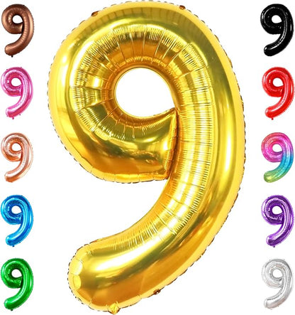KatchOn Gold Number 9 Balloon 40 Inch, Foil 9 Birthday Balloon | 9th Birthday by KatchOn