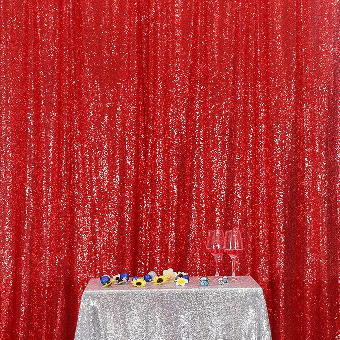 Eternal Beauty Red 3mm Sequin Backdrop 8x8 Ft - Image 4