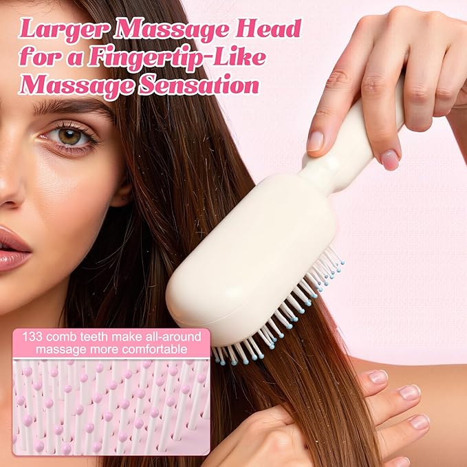 Retractable Cushion Massage Comb Brush, Anti-Static Easy-Clean Massage Comb,Air Cushion Massage comb,Smooth Clean Detangling Comb for All Hair Types(White)
