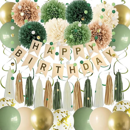 Green Birthday Party Decorations by KEHAOMY