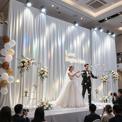 30x10ft White Glitter Backdrop Curtain - Image 2