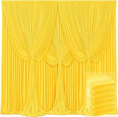 6 Panels Yellow Backdrop Curtains by Tao-GePartyDecorations