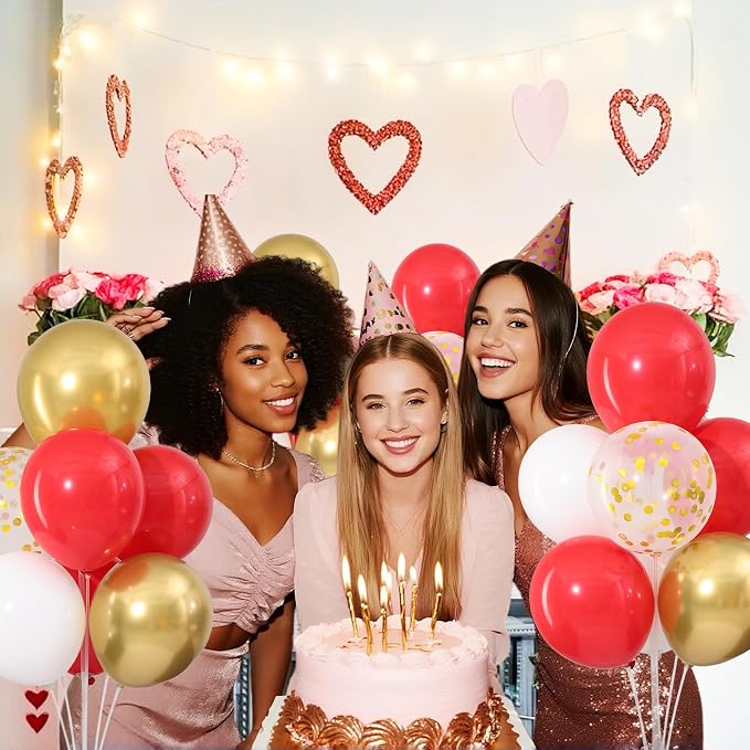 Red and Gold White Balloons Table Centerpieces Stand Kit - Image 8