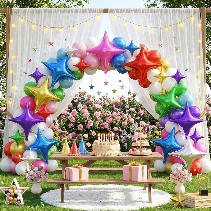 Colorful Star Balloons, 26 Inch and 10 Inch Stars Shaped Balloon - Image 5