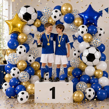 Soccer Balloons, Royal Blue Gold Balloons - Image 7