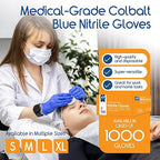 Inspire Black Nitrile Disposable Gloves | 4.5 Nitrile Safety Medical Exam Cooking Cleaning Disposable Black Gloves (Blue - Case of 1000, Small)