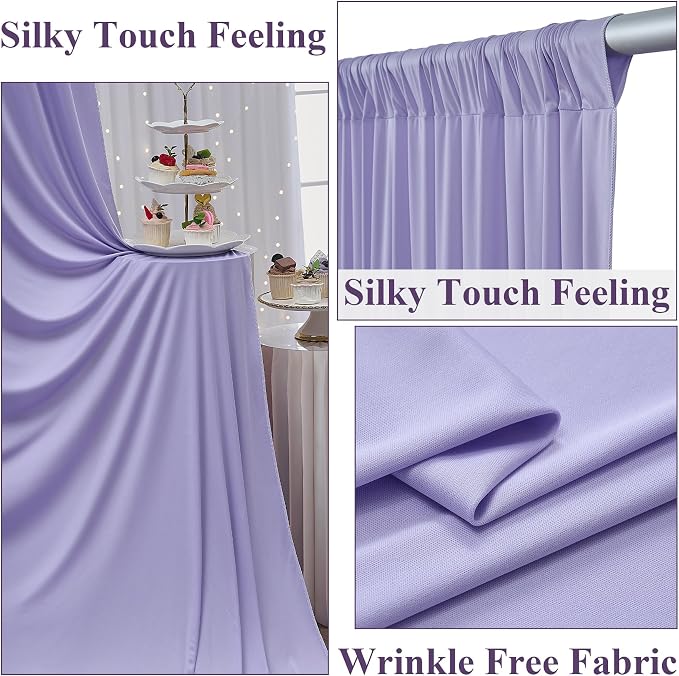 20ft x 10ft Wrinkle Free Lavender Backdrop Curtains - Image 2