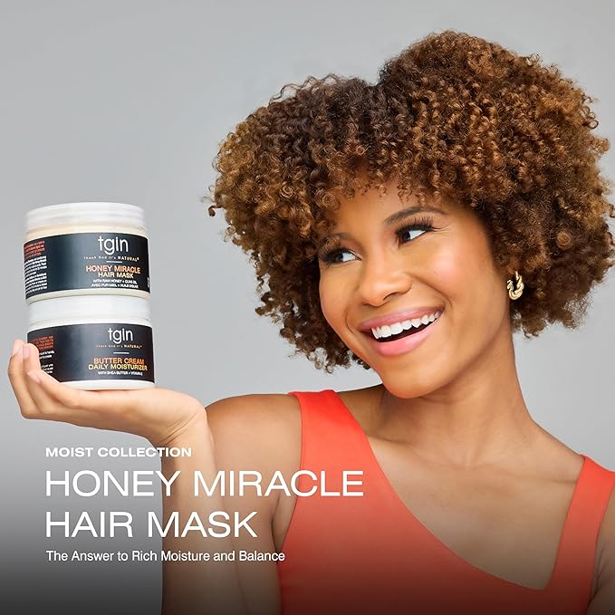 tgin Honey Miracle Hair Mask for Natural, Dry, Curly Type 3c and 4c Hair - 12 oz - Deep Conditioner