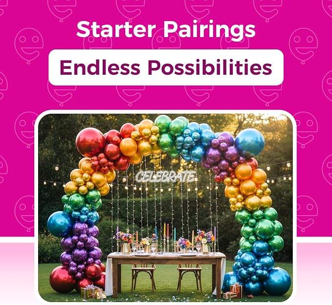 Bezente Metallic Chrome Colorful Latex Balloons 100 Pack 12 inch | Assorted - Image 4