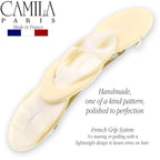 Camila Paris CP2337 French Hair Barrette Clip for Girls Handmade Cream Pearl, Metal Automatic Clasp Strong Hold Grip Hair Clips for Women, No Slip Durable Styling Girls Hair Accessories Made in France