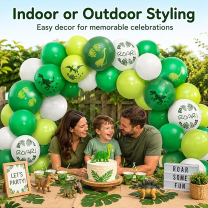Dinosaur Balloons, 12 Inch Dino Printed Balloons Green White Lime Green Latex - Image 6