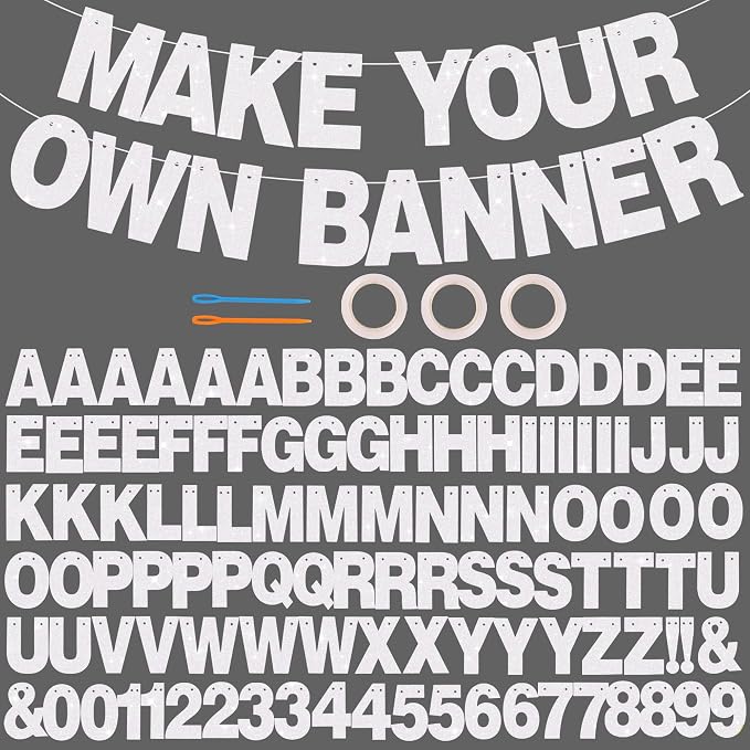 BEISHIDA Glitter White 116 PCS A-Z DIY Letter Custom Banner Party Decor | 111 by Beishida