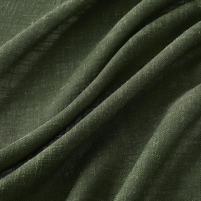 MIULEE Olive Green Linen Curtains 52x100 Inch Length 2 Panels - Image 4