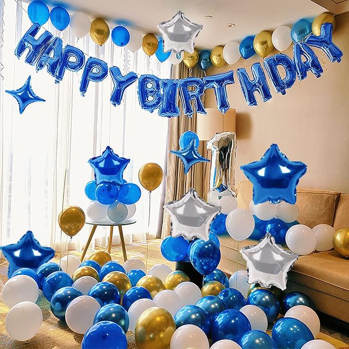CANREVEL Happy Birthday Banner Decorations + 12Pcs Star Balloons, - Image 4