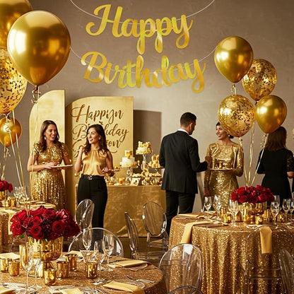 BEISHIDA Double-sided Gold Happy Birthday Banner Party Decoration NO DIY | - Image 5
