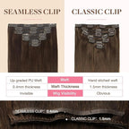 GOO GOO Clip in Hair Extensions Real Human Hair, Remy Human Hair Extensions Clip ins for Women, Natural Human Hair, 22inch 160g 7Pcs, #4A Chocolate Brown
