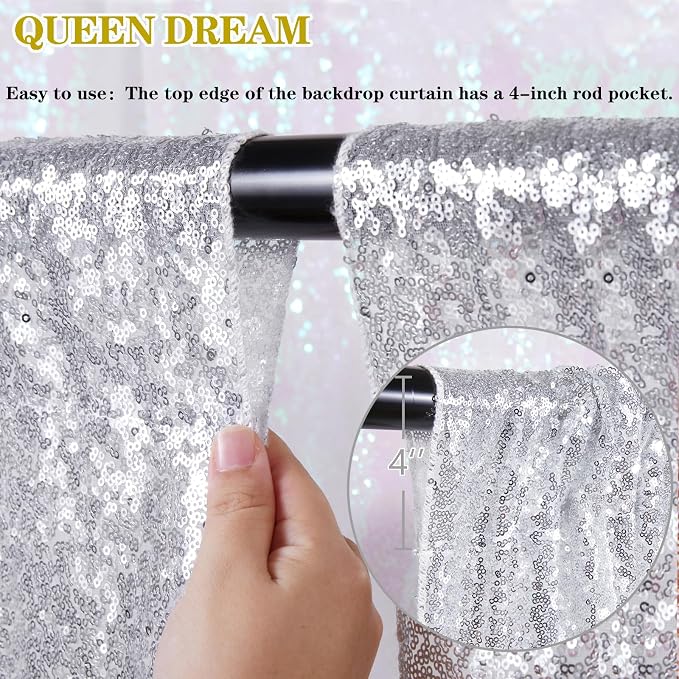 Silver Sequin Backdrop Party Decorations - Image 5