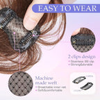 Hairro Bangs Hair Clip 3D 360°Cover Clip On Bangs Remy Human Hair Topper With Bangs Fringe French Bangs With Temples Clip In Bangs Hair Extensions 8 Inches 10g #02 Dark Brown