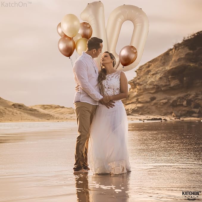 KatchOn Caramel 10 Balloon Number 40 Inch, 10th Birthday Decorations - Image 6
