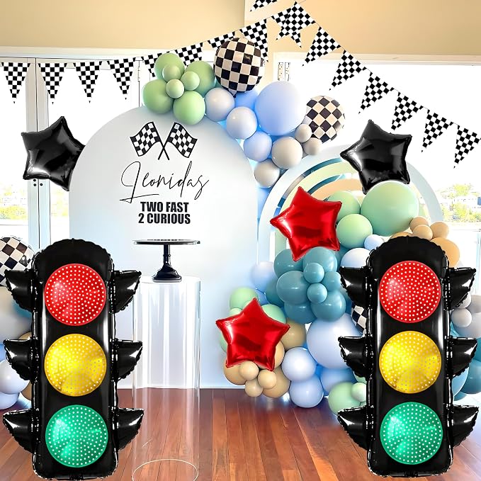 Race Car Party Decorations Set – Includes Traffic Light Balloons, Checkered - Image 6