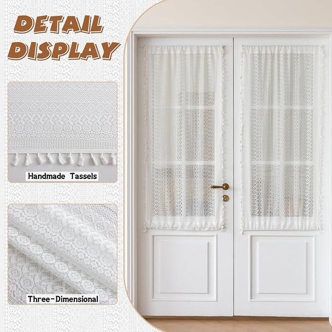 Sutuo Home White French Door Curtains 72 Inches Long - Image 2