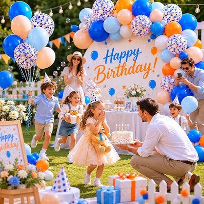 Orange and Blue Balloon, 12 Inch Blue White Orange Balloons Pastel Orange - Image 5
