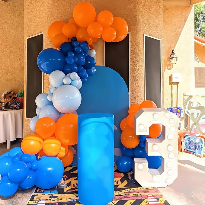 HILAVO Orange and Blue Balloon Arch Kit 105 Pcs Orange Dark Light Baby Pearl - Image 3