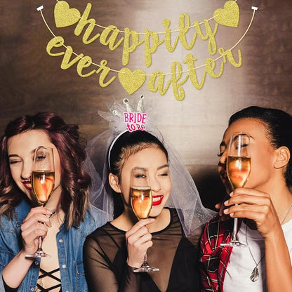 Happily Ever After Banner, Glod Glitter Engagement Decoration - Image 7