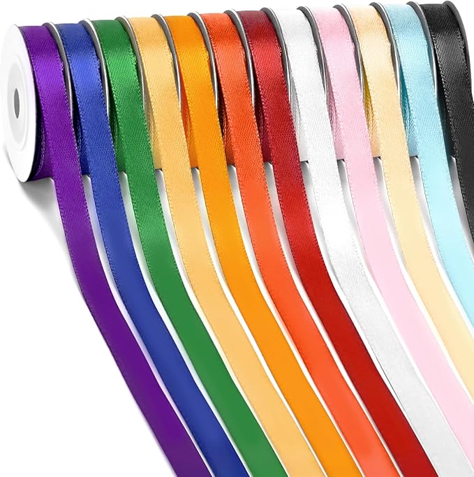 Rainbow Satin Ribbon, 12 Colors 3/8 Inch x 12 Rolls | Total 120 Yards, Colorful by SOTMALTK