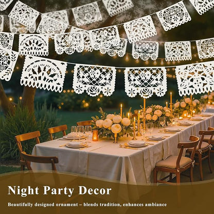 DOMESTAR 8 Packs 120 FT White Papel Picado Mexican Wedding Party Decoration | - Image 5