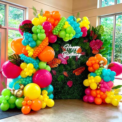 YMSZ Tropical Balloons Arch Kit, Hawaiian Rainbow Balloons | 136pcs Hot Pink - Image 7